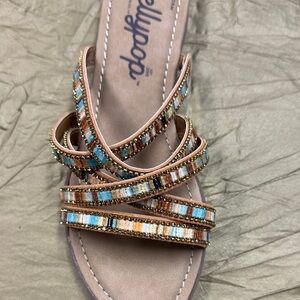 Lolli Blue and Orange Sandals with Multi-Strap Design